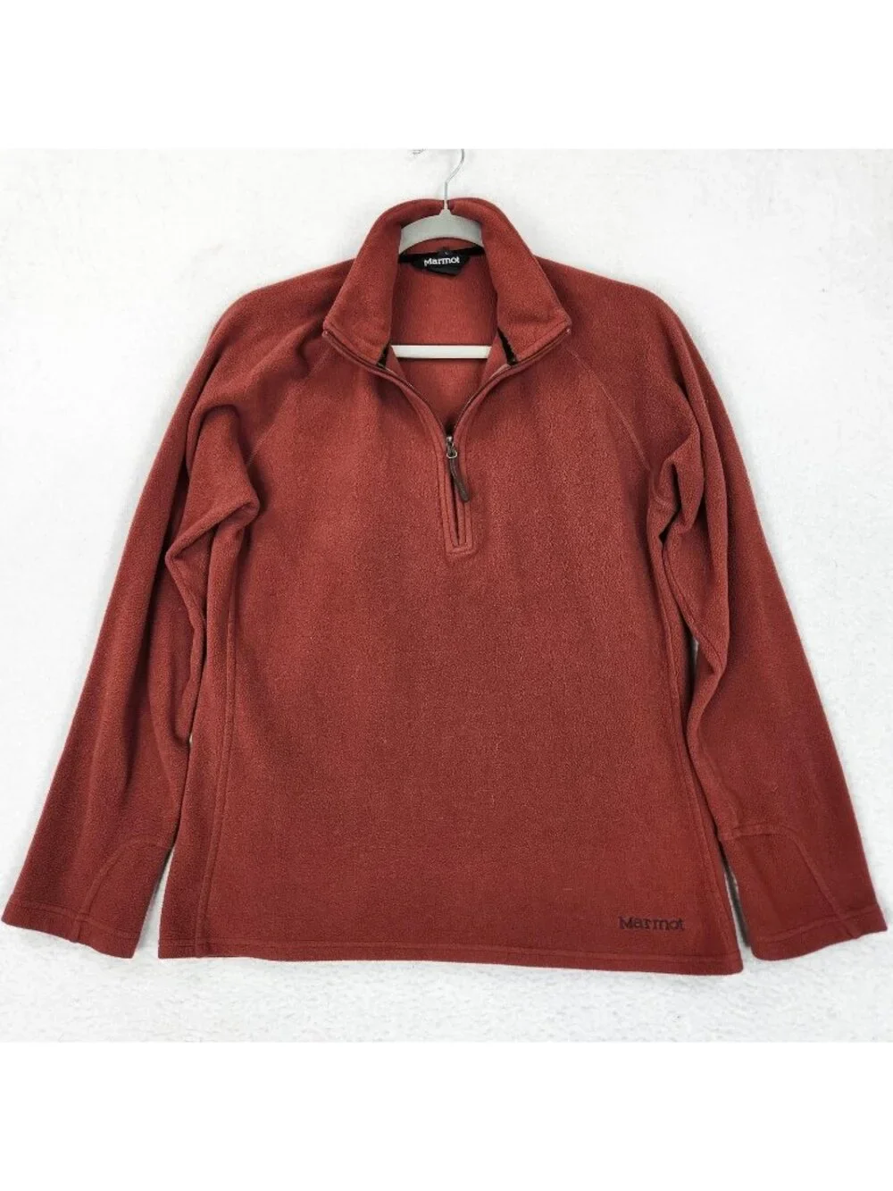 Marmot Sweater Womens Medium Burnt Orange Drop Line 1/4 Zip Fleece Pullover